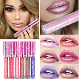 HANDAIYAN 6 Color Diamond Lip Gloss Metal Liquid Lipstick Waterproof Metallic Lip Gloss Long-lasting Shimmer Glitter Lipgloss