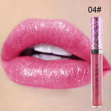 HANDAIYAN 6 Color Diamond Lip Gloss Metal Liquid Lipstick Waterproof Metallic Lip Gloss Long-lasting Shimmer Glitter Lipgloss