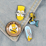 The Simpsons pins Donut Funny design Brooches Badges Humor Cartoon Enamel Backpack pins For Anime fans Gifts Jewelry wholesale