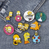 The Simpsons pins Donut Funny design Brooches Badges Humor Cartoon Enamel Backpack pins For Anime fans Gifts Jewelry wholesale