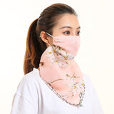 Women Chiffon Mask Scarf Face Mascarillas Wraps Floral Print Lady Silk Neck Scarves Foulard Bandana Reusable Masks Sun Protect