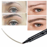 4 Fork Tip Eyebrow Tattoo Pen Brown Eye Brow Enhancer Dye Tint Liner Professional Lasting Waterproof Liquid Eyebrow Pencil