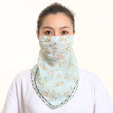 Women Chiffon Mask Scarf Face Mascarillas Wraps Floral Print Lady Silk Neck Scarves Foulard Bandana Reusable Masks Sun Protect