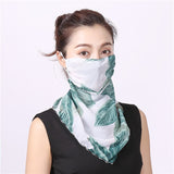 Women Chiffon Mask Scarf Face Mascarillas Wraps Floral Print Lady Silk Neck Scarves Foulard Bandana Reusable Masks Sun Protect