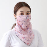 Women Chiffon Mask Scarf Face Mascarillas Wraps Floral Print Lady Silk Neck Scarves Foulard Bandana Reusable Masks Sun Protect