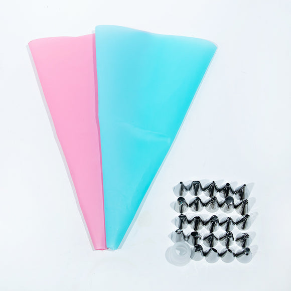 26pcs/8pcs Silicone Pastry Bag Tips Kitchen DIY Icing  Cream Reusable Pastry Bags Nozzle Set Cake Decorating Tools