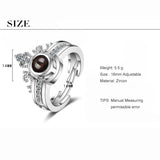 ANENJERY Crown Couple Rings Set 925 Sterling Silver Projection Rings For Women Gift S-R478