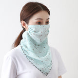 Women Chiffon Mask Scarf Face Mascarillas Wraps Floral Print Lady Silk Neck Scarves Foulard Bandana Reusable Masks Sun Protect