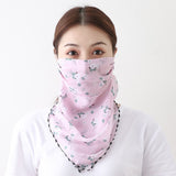 Women Chiffon Mask Scarf Face Mascarillas Wraps Floral Print Lady Silk Neck Scarves Foulard Bandana Reusable Masks Sun Protect