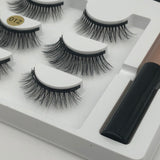 Makeup 3 pairs of magnetic eyelashes + liquid eyeliner + tweezers, waterproof long lasting eyelash extension eyelash set