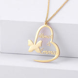 Handmade Stainless Steel Butterfly Heart Pendants Custom Name Necklaces Women Men Personalized Letter Gold Choker Necklace Gift