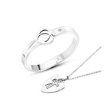 Fashion Concentric Lock Key Titanium Steel Stainless Steel Jewelry Bracelet Necklace Couple Sets