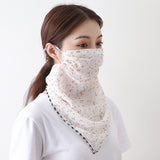 Women Chiffon Mask Scarf Face Mascarillas Wraps Floral Print Lady Silk Neck Scarves Foulard Bandana Reusable Masks Sun Protect