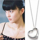 Korean plate classic simple alloy hollowed out glossy heart necklace