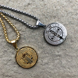 Catholic Saint Benedict  Medallas Religiosas Pendant Necklace Stainless Steel San Benito Necklaces For Men Jewelry