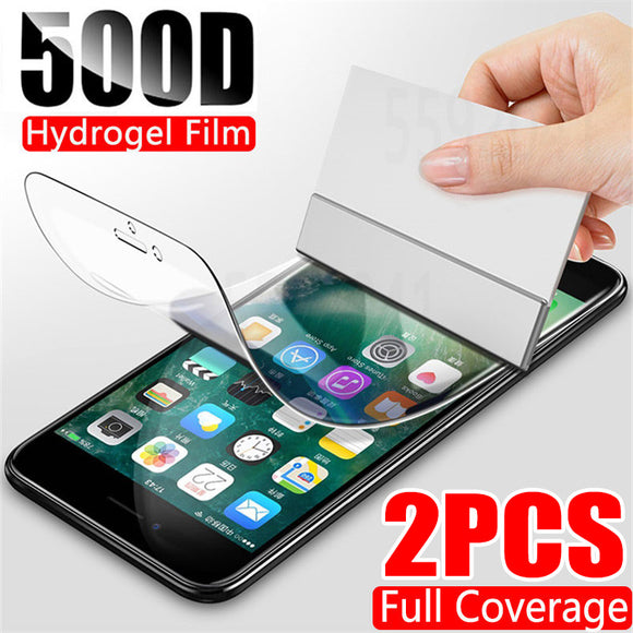 2Pcs 500D Hydrogel Film Screen Protector For iPhone 7 8 Plus 6 6s SE 2 Soft Protective Film On iPhone 11 X XR XS Max 11 Pro Max