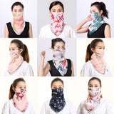 Women Chiffon Mask Scarf Face Mascarillas Wraps Floral Print Lady Silk Neck Scarves Foulard Bandana Reusable Masks Sun Protect