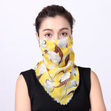 Women Chiffon Mask Scarf Face Mascarillas Wraps Floral Print Lady Silk Neck Scarves Foulard Bandana Reusable Masks Sun Protect