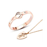 Fashion Concentric Lock Key Titanium Steel Stainless Steel Jewelry Bracelet Necklace Couple Sets