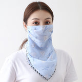 Women Chiffon Mask Scarf Face Mascarillas Wraps Floral Print Lady Silk Neck Scarves Foulard Bandana Reusable Masks Sun Protect