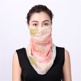 Women Chiffon Mask Scarf Face Mascarillas Wraps Floral Print Lady Silk Neck Scarves Foulard Bandana Reusable Masks Sun Protect