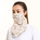 Women Chiffon Mask Scarf Face Mascarillas Wraps Floral Print Lady Silk Neck Scarves Foulard Bandana Reusable Masks Sun Protect