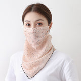 Women Chiffon Mask Scarf Face Mascarillas Wraps Floral Print Lady Silk Neck Scarves Foulard Bandana Reusable Masks Sun Protect