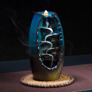 With 10Cones Free Gift Backflow Incense Burner Ceramic Aromatherapy Furnace Aromatic Home Office Incense Crafts Incense Holder