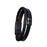 Bracelet Men Multilayer Leather Bangles Magnetic-clasp Cowhide Braided Multi Layer Wrap Trendy Bracelet Armband pulsera hombre