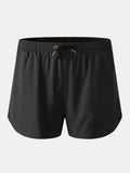 Men Sports Breathable Moisture Drawstring Shorts Mesh Liner Zipper Pocket Mini Shorts Loungewear