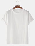 Mens Fashion Cotton Solid Color Breathable Short Sleeve Casual TShirts