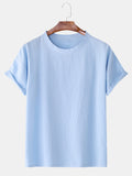 Mens Fashion Cotton Solid Color Breathable Short Sleeve Casual TShirts