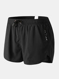 Men Sports Breathable Moisture Drawstring Shorts Mesh Liner Zipper Pocket Mini Shorts Loungewear