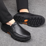 Men Genuine Cow Leather Waterproof Comfy Non Slip Soft Slip On Casual Oxfords