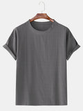 Mens Fashion Cotton Solid Color Breathable Short Sleeve Casual TShirts