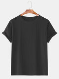 Mens Fashion Cotton Solid Color Breathable Short Sleeve Casual TShirts