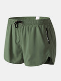 Men Sports Breathable Moisture Drawstring Shorts Mesh Liner Zipper Pocket Mini Shorts Loungewear